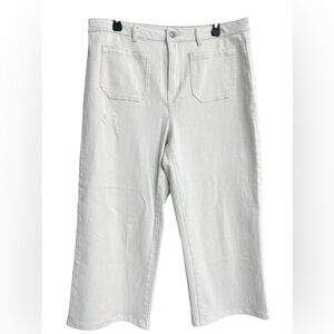 Versona Front Pocket Cream‎ Denim Distressed Crop Pants Size 14